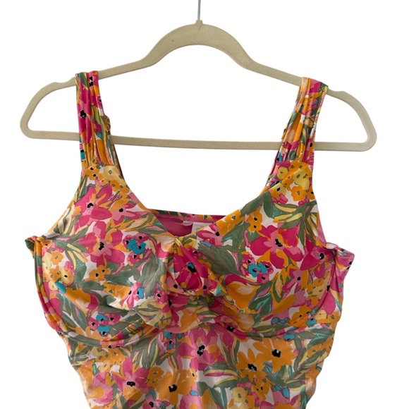 Anne Cole Swimsuit Tankini Size 18W Floral Multicolour Underwire Ruching - Picture 4 of 16